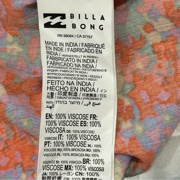 Billabong All For You Wrap Dress Floral Soft N Peachy Mini Flutter Sleeve Large - Picture 10 of 11